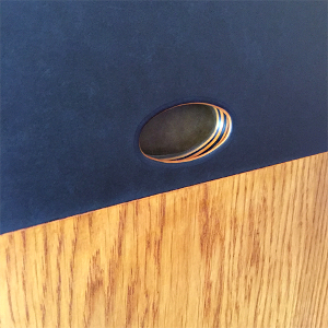 Inset finger pull in Richlite cabinet front