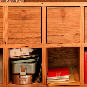 Reclaimed Douglas Fir drawers with custom turned fir knobs