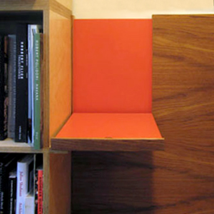 Drop-down laminate laptop desk in Walnut bench back