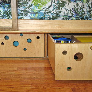 Ash-veneered plywood drawers