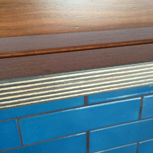 Detail of stained plywood edge and Walnut veneer